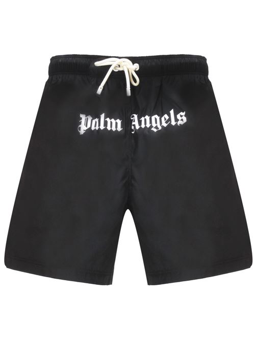 Balck short with logo print PALM ANGELS | PMFD002S24FAB0061001